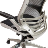 English Elm Commercial Grade Mid-Back Transparent Mesh Executive Swivel Office Chair with Graphite Silver Frame and Flip-Up Arms