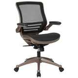 English Elm Commercial Grade Mid-Back Transparent Mesh Executive Swivel Office Chair with Melrose Gold Frame and Flip-Up Arms