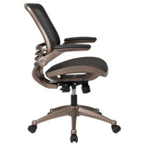 English Elm Commercial Grade Mid-Back Transparent Mesh Executive Swivel Office Chair with Melrose Gold Frame and Flip-Up Arms