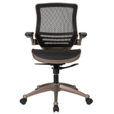 English Elm Commercial Grade Mid-Back Transparent Mesh Executive Swivel Office Chair with Melrose Gold Frame and Flip-Up Arms