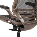 English Elm Commercial Grade Mid-Back Transparent Mesh Executive Swivel Office Chair with Melrose Gold Frame and Flip-Up Arms