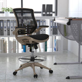 Modern Mid-Back Mesh Drafting Chair with Melrose Gold Frame and Flip-Up Arms