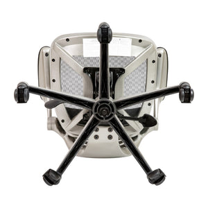 English Elm Commercial Grade Mid-Back Transparent Mesh Drafting Chair with White Frame and Flip-Up Arms