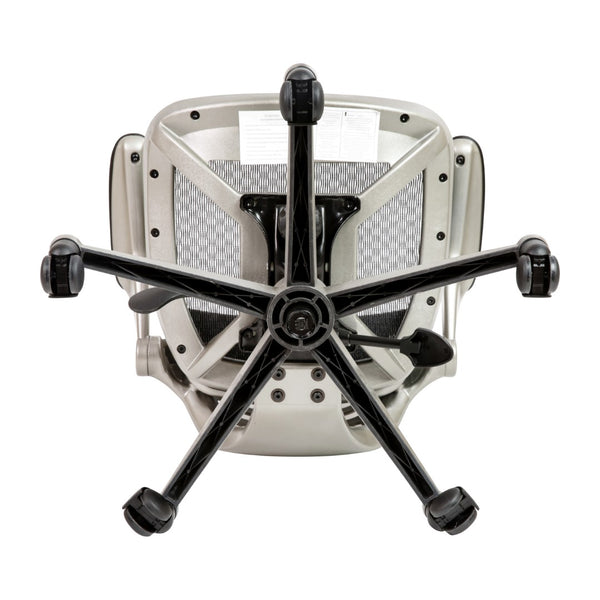 English Elm Commercial Grade Mid-Back Transparent Mesh Drafting Chair with White Frame and Flip-Up Arms