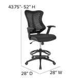 English Elm Commercial Grade High Back Designer Mesh Drafting Chair with LeatherSoft Sides and Adjustable Arms