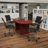 Commercial Grade 5 Piece Oval Conference Table Set with 4 Black LeatherSoft Ribbed Executive Chairs