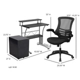 English Elm Work From Home Kit - Computer Desk, Ergonomic Mesh Office Chair and Locking Mobile Filing Cabinet with Side Handles