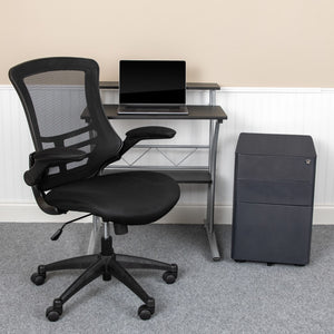 English Elm Work From Home Kit - Computer Desk, Ergonomic Mesh Office Chair and Locking Mobile Filing Cabinet with Side Handles