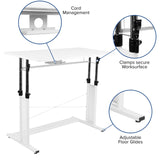 English Elm Work From Home Kit - Adjustable Computer Desk, LeatherSoft Office Chair and Inset Handle Locking Mobile Filing Cabinet