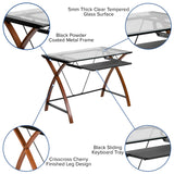 English Elm Work From Home Kit - Glass Desk with Keyboard Tray, Ergonomic Mesh Office Chair and Filing Cabinet with Lock & Inset Handles