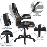 English Elm Black Gaming Desk and /Black Racing Chair Set with Cup Holder, Headphone Hook & 2 Wire Management Holes