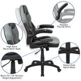 English Elm Black Gaming Desk and /Black Racing Chair Set with Cup Holder, Headphone Hook & 2 Wire Management Holes