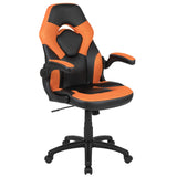 English Elm Black Gaming Desk and /Black Racing Chair Set with Cup Holder, Headphone Hook & 2 Wire Management Holes