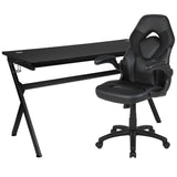 English Elm Gaming Desk and Racing Chair Set /Cup Holder/Headphone Hook/Removable Mouse Pad Top - 2 Wire Management Holes