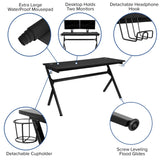 English Elm Gaming Desk and /Black Racing Chair Set /Cup Holder/Headphone Hook/Removable Mouse Pad Top - 2 Wire Management Holes