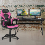 English Elm Gaming Desk and /Black Racing Chair Set /Cup Holder/Headphone Hook/Removable Mouse Pad Top - 2 Wire Management Holes