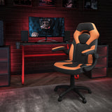 English Elm Red Gaming Desk and /Black Racing Chair Set with Cup Holder and Headphone Hook