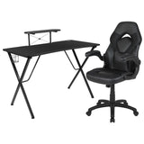 English Elm Gaming Desk and Racing Chair Set with Cup Holder, Headphone Hook, and Monitor/Smartphone Stand