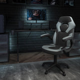 English Elm Black Gaming Desk and /Black Racing Chair Set with Cup Holder, Headphone Hook, and Monitor/Smartphone Stand