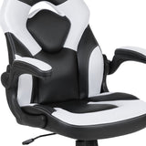 English Elm Black Gaming Desk and /Black Racing Chair Set with Cup Holder, Headphone Hook, and Monitor/Smartphone Stand