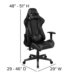 English Elm Black Gaming Desk and /Black Reclining Gaming Chair Set with Cup Holder, Headphone Hook & 2 Wire Management Holes