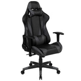 English Elm Black Gaming Desk and /Black Reclining Gaming Chair Set with Cup Holder, Headphone Hook & 2 Wire Management Holes