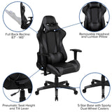 English Elm Black Gaming Desk and /Black Reclining Gaming Chair Set with Cup Holder, Headphone Hook & 2 Wire Management Holes