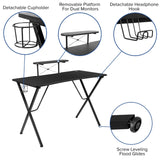 English Elm Gaming Desk and Reclining Gaming Chair Set with Cup Holder, Headphone Hook, and Monitor/Smartphone Stand