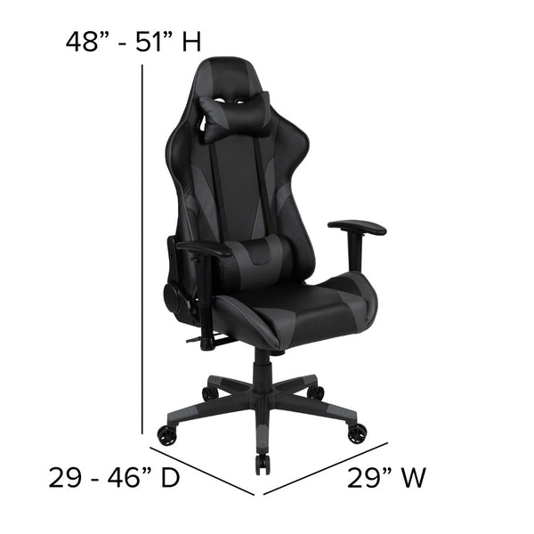 English Elm Black Gaming Desk and Reclining Gaming Chair Set with Cup Holder, Headphone Hook, and Monitor/Smartphone Stand