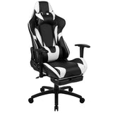 English Elm Gaming Desk and Footrest Reclining Gaming Chair Set with Cup Holder, Headphone Hook & 2 Wire Management Holes