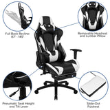 English Elm Gaming Desk and Footrest Reclining Gaming Chair Set with Cup Holder, Headphone Hook & 2 Wire Management Holes