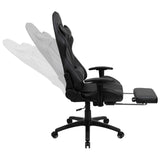 English Elm Black Gaming Desk and Footrest Reclining Gaming Chair Set with Cup Holder, Headphone Hook & 2 Wire Management Holes