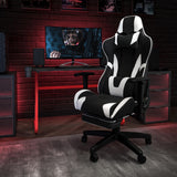 English Elm Red Gaming Desk and Footrest Reclining Gaming Chair Set with Cup Holder and Headphone Hook