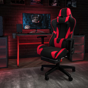 English Elm Gaming Desk and /Black Footrest Reclining Gaming Chair Set with Cup Holder and Headphone Hook