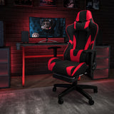 Gaming Desk & Reclining Chair Set with Cup Holder, Headphone Hook - Red Finish