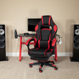 English Elm Gaming Desk with Cup Holder/Headphone Hook & Reclining Back/Arms Gaming Chair with Footrest