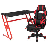 English Elm Gaming Desk with Cup Holder/Headphone Hook & Reclining Back/Arms Gaming Chair with Footrest