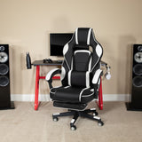 English Elm Red Gaming Desk with Cup Holder/Headphone Hook & Reclining Back/Arms Gaming Chair with Footrest