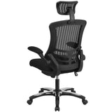 English Elm Commercial Grade High-Back Mesh Swivel Ergonomic Executive Office Chair with Flip-Up Arms and Adjustable Headrest