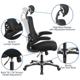 English Elm Commercial Grade High-Back Mesh Swivel Ergonomic Executive Office Chair with Flip-Up Arms and Adjustable Headrest