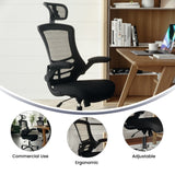 English Elm Commercial Grade High-Back Mesh Swivel Ergonomic Executive Office Chair with Flip-Up Arms and Adjustable Headrest