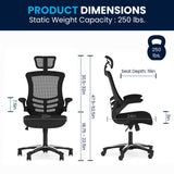 English Elm Commercial Grade High-Back Mesh Swivel Ergonomic Executive Office Chair with Flip-Up Arms and Adjustable Headrest