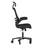 English Elm Commercial Grade High-Back Mesh Swivel Ergonomic Executive Office Chair with Flip-Up Arms and Transparent Roller Wheels