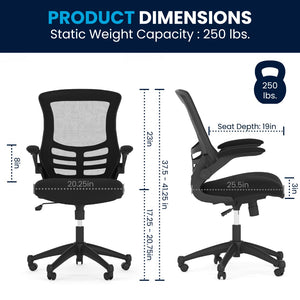 English Elm Commercial Grade Mid-Back Mesh Swivel Ergonomic Task Office Chair with Flip-Up Arms