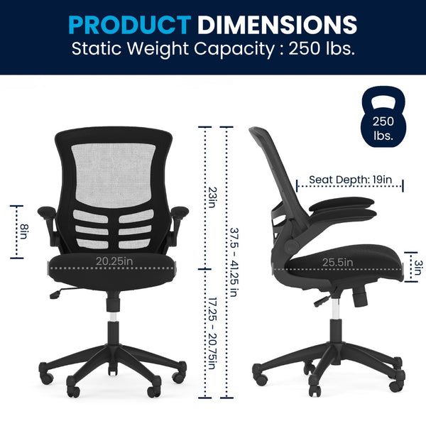 English Elm Commercial Grade Mid-Back Mesh Swivel Ergonomic Task Office Chair with Flip-Up Arms