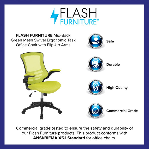 English Elm Commercial Grade Mid-Back Mesh Swivel Ergonomic Task Office Chair with Flip-Up Arms