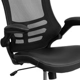 English Elm Commercial Grade Desk Chair with Wheels | Swivel Chair with Mid-Back Mesh and LeatherSoft Seat for Home Office and Desk