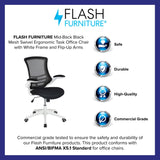 English Elm Commercial Grade Mid-Back Mesh Swivel Ergonomic Task Office Chair with White Frame and Flip-Up Arms