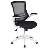 English Elm Commercial Grade Mid-Back Mesh Swivel Ergonomic Task Office Chair with White Frame and Flip-Up Arms