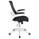 English Elm Commercial Grade Mid-Back Mesh Swivel Ergonomic Task Office Chair with White Frame and Flip-Up Arms